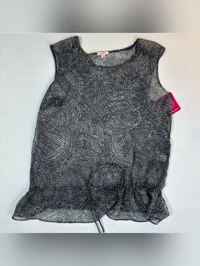 NWT Y2K Xhilaration Black and White Ruffled Tie Front Blouse